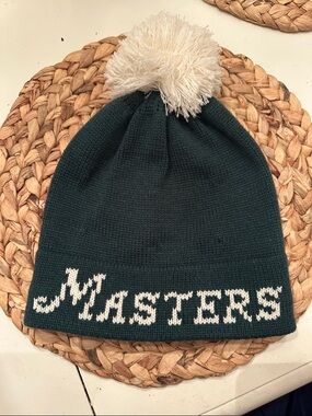 Masters Pom Beanie - Dark Green with Cream Pom. Ladies’ Fit